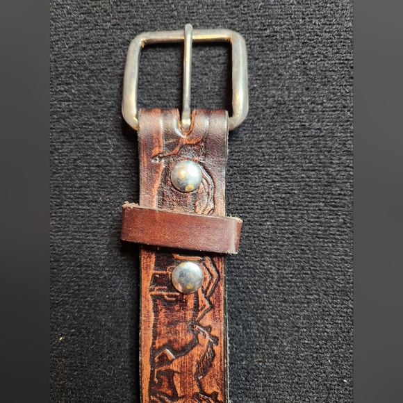 Brown Leather Handmade Belt - Picture 1 of 6